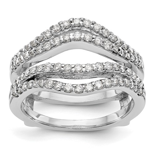 14K White Gold 0.62 Carat Lab Grown Diamond VS SI+ G+ Complete Double Row Ring Guard