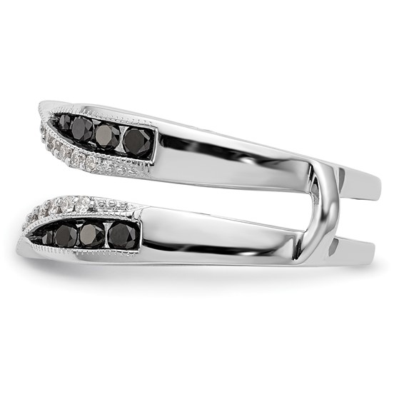 14K White Gold 3/4 carat Black and White Diamond Complete Ring Guard