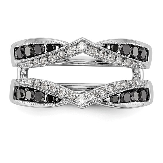14K White Gold 3/4 carat Black and White Diamond Complete Ring Guard