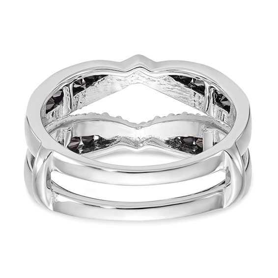 14K White Gold 3/4 carat Black and White Diamond Complete Ring Guard