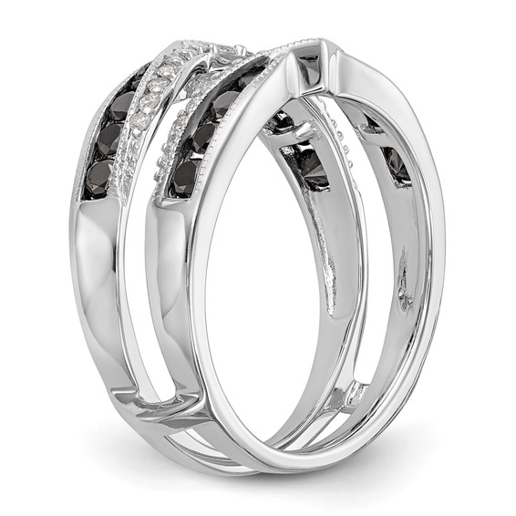 14K White Gold 3/4 carat Black and White Diamond Complete Ring Guard