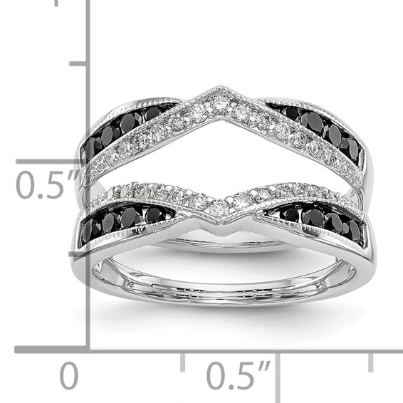 14K White Gold 3/4 carat Black and White Diamond Complete Ring Guard
