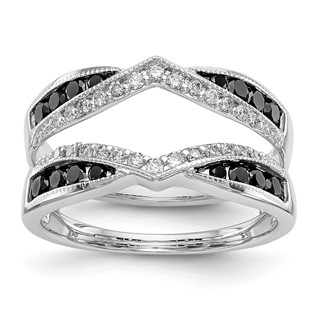 14K White Gold 3/4 carat Black and White Diamond Complete Ring Guard