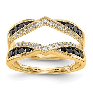 14K Yellow Gold Black and White Diamond Guard