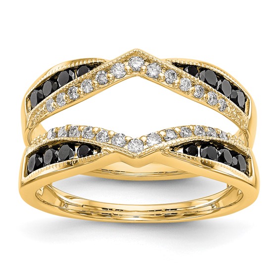 14K Yellow Gold Black and White Diamond Guard