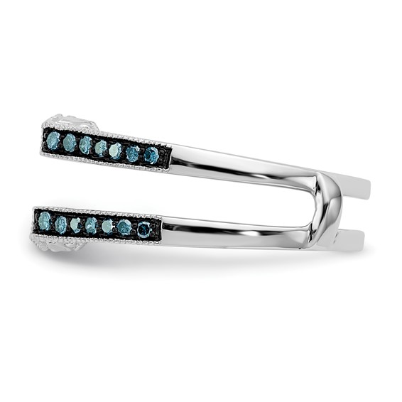 14K White Gold 1/4 carat Blue and White Diamond with Black Rhodium Complete Ring Guard