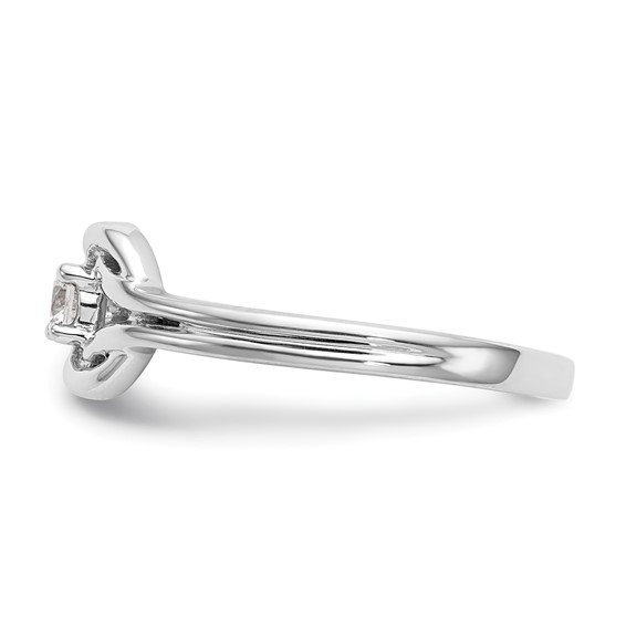 First Promise 14k White Gold Love Knot 1/8 carat Round Diamond Complete Promise/Engagement Ring