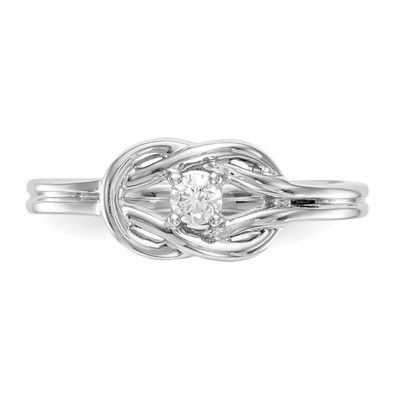 First Promise 14k White Gold Love Knot 1/8 carat Round Diamond Complete Promise/Engagement Ring