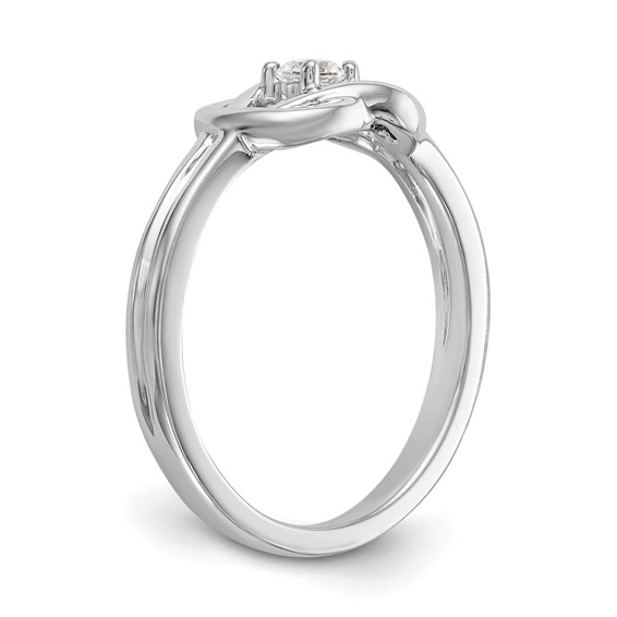 First Promise 14k White Gold Love Knot 1/8 carat Round Diamond Complete Promise/Engagement Ring