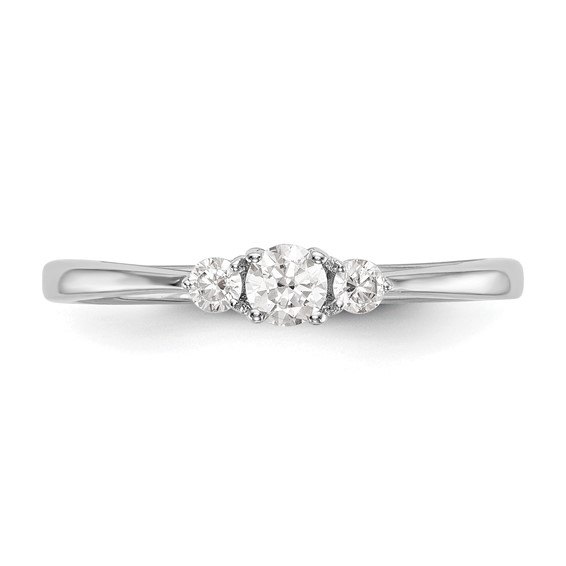 First Promise 14k White Gold 3-Stone 1/4 carat Round Diamond Complete Promise/Engagement Ring