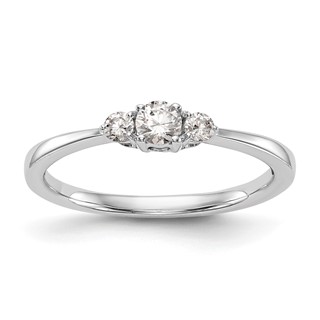 First Promise 14k White Gold 3-Stone 1/4 carat Round Diamond Complete Promise/Engagement Ring