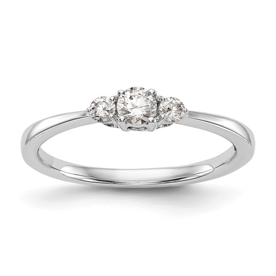 First Promise 14k White Gold 3-Stone 1/4 carat Round Diamond Complete Promise/Engagement Ring