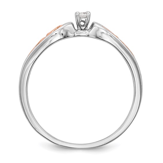 First Promise 14k White and Rose Gold Filigree 1/20 carat Round Diamond Complete Promise/Engagement Ring