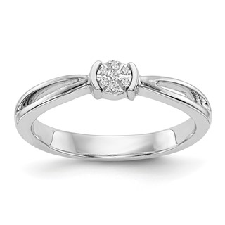 First Promise 14k White Gold Cluster .03 carat Round Diamond Complete Promise/Engagement Ring
