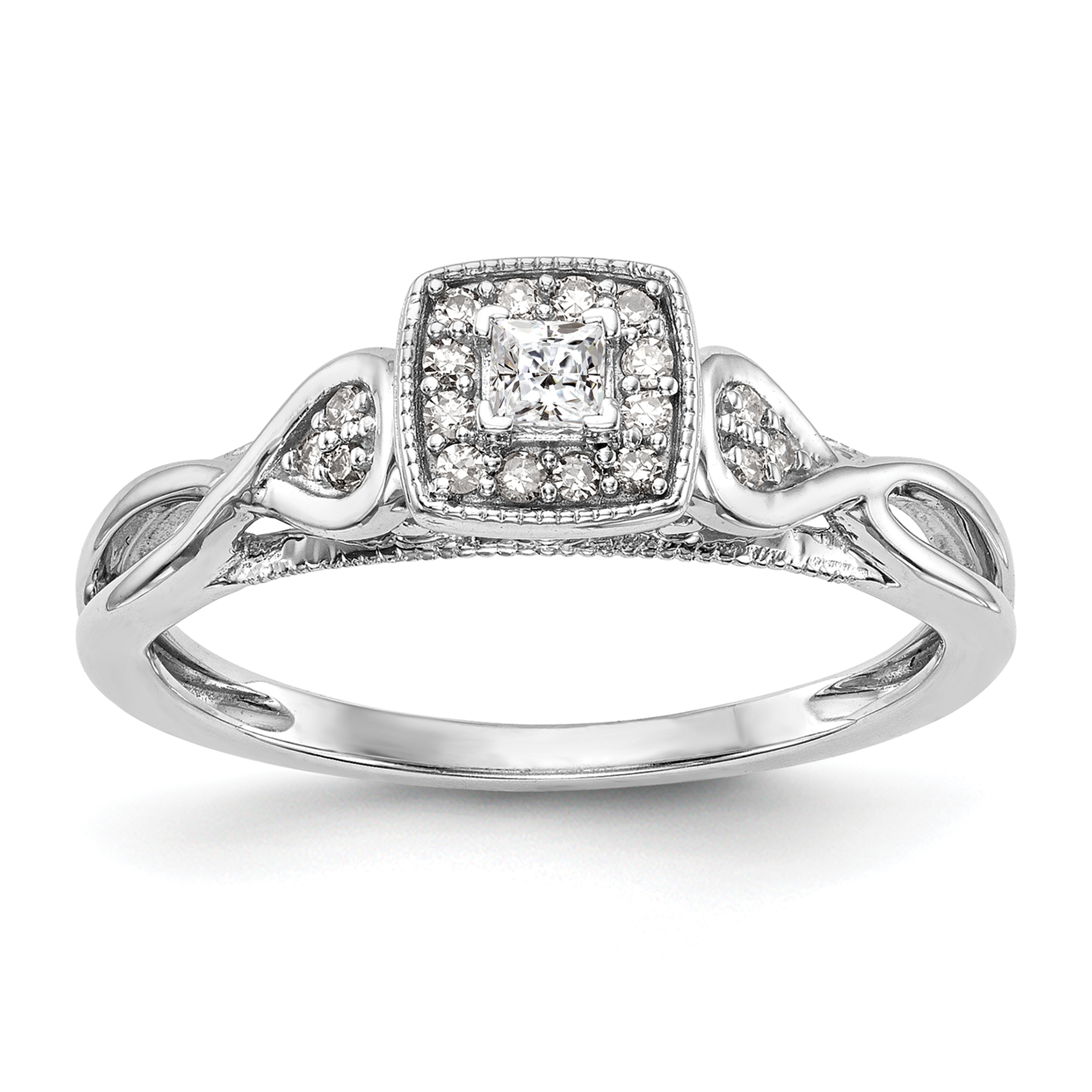 14k White Gold 1/5 carat Lab Grown Diamond VS/SI+ G+ Complete Petite Engagement Ring (RM3144E-020-CWLG)