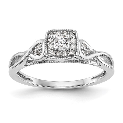 14K White Gold 0.20 Carat Lab Grown Diamond VS SI+ G+ Complete Petite Engagement Ring