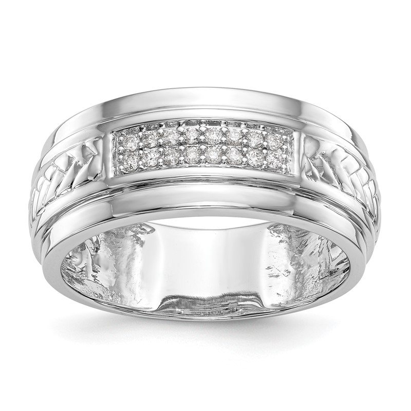 14K White Gold Lab Grown VS/SI+ G+  Dia Trio Men's Wedding Band