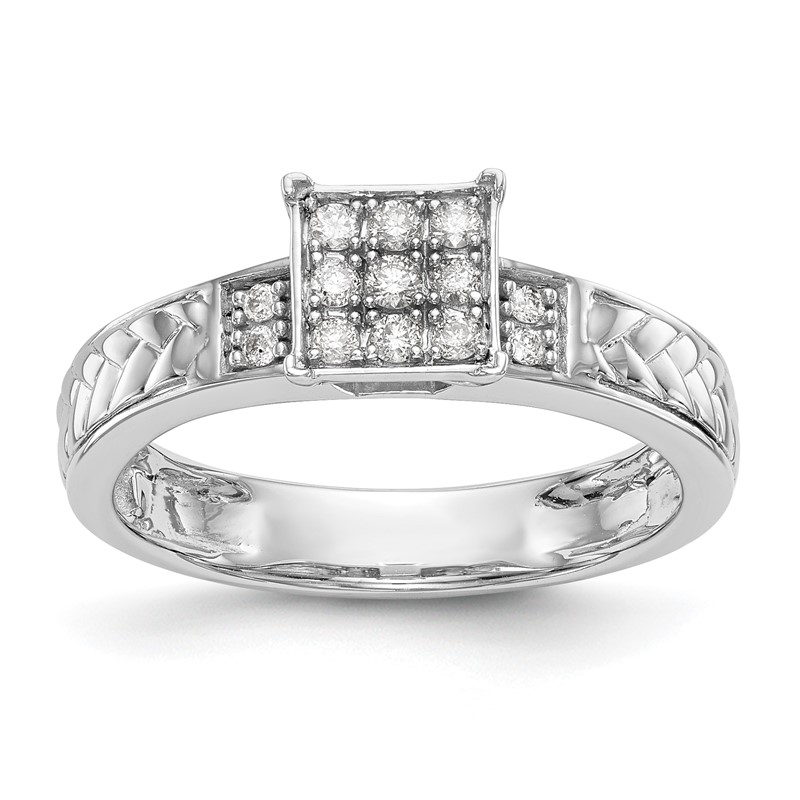 14K White Gold Lab Grown VS/SI+ G+ Dia Trio Cluster Engagement Ring