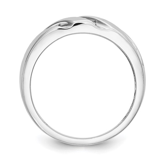 14K White Gold Complete Diamond Trio Men's Wedding Band