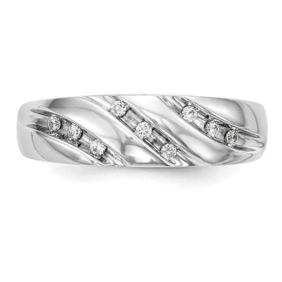 14K White Gold Complete Diamond Trio Men's Wedding Band