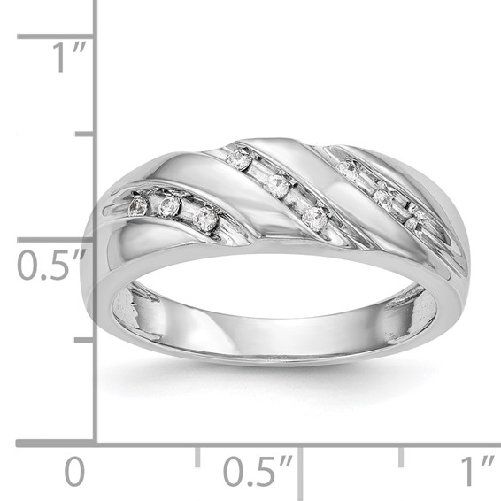 14K White Gold Complete Diamond Trio Men's Wedding Band