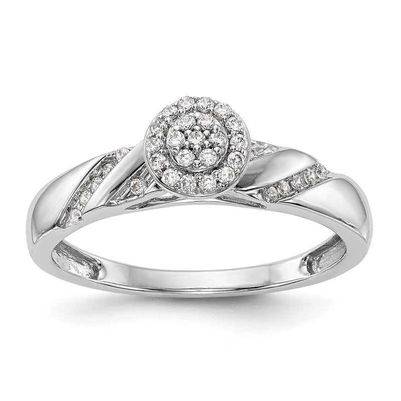 14K White Gold Lab Grown VS/SI+ G+ Dia Comp Trio Cluster Engagement Ring