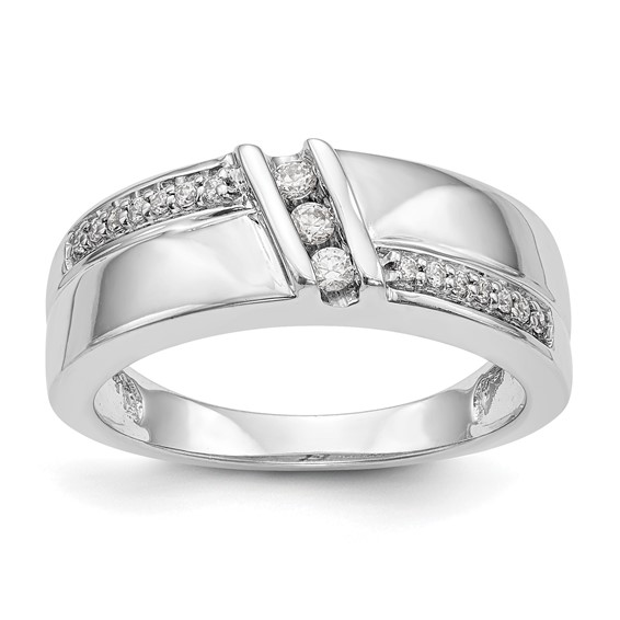 14K White Gold Complete Diamond Trio Ladies Wedding Band