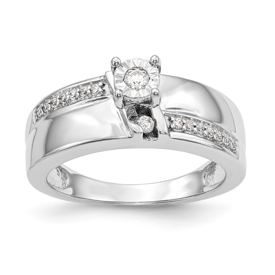 14K White Gold Complete Diamond Trio Engagement Ring