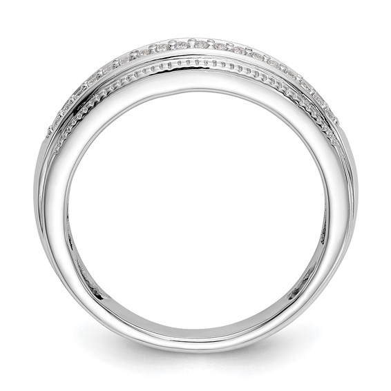 14K White Gold AA Quality 1/10 carat Diamond Trio Complete Men's Wedding Band