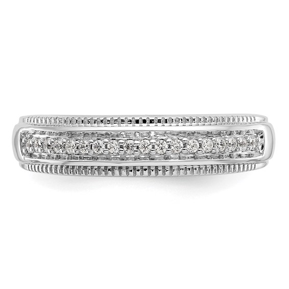 14K White Gold AA Quality 1/10 carat Diamond Trio Complete Men's Wedding Band
