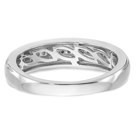 14K White Gold AA Quality 1/10 carat Diamond Trio Complete Men's Wedding Band