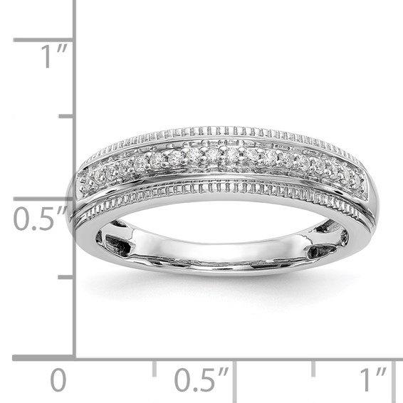 14K White Gold AA Quality 1/10 carat Diamond Trio Complete Men's Wedding Band