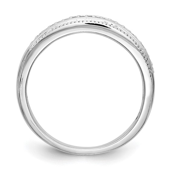 14K White Gold AA Quality 1/10 carat Diamond Trio Complete Ladies Wedding Band