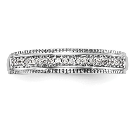 14K White Gold AA Quality 1/10 carat Diamond Trio Complete Ladies Wedding Band