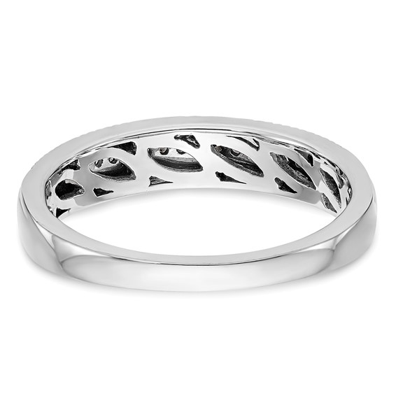 14K White Gold AA Quality 1/10 carat Diamond Trio Complete Ladies Wedding Band