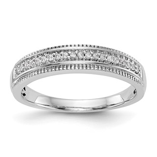 14K White Gold AA Quality 1/10 carat Diamond Trio Complete Ladies Wedding Band