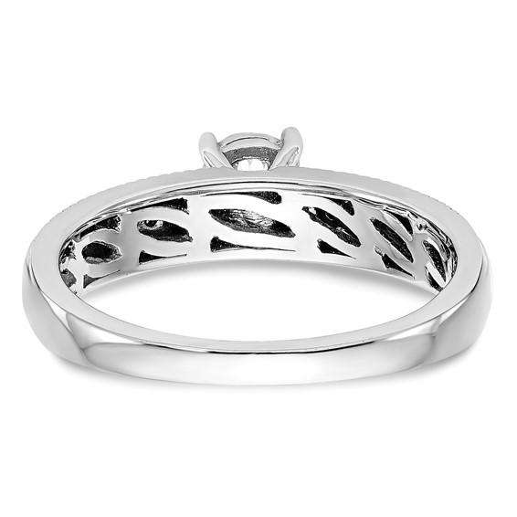 14K White Gold AA Quality 1/8 carat Diamond Trio Complete Engagement Ring