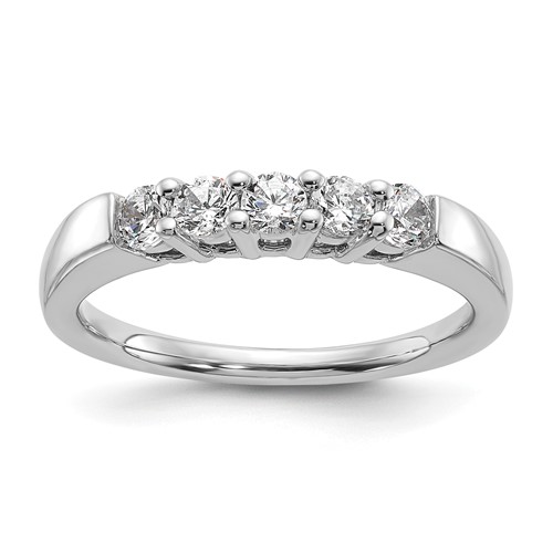 14K White Gold 0.50 Carat Lab Grown Diamond VS SI+ G+ Five Stone Complete Fashion Band