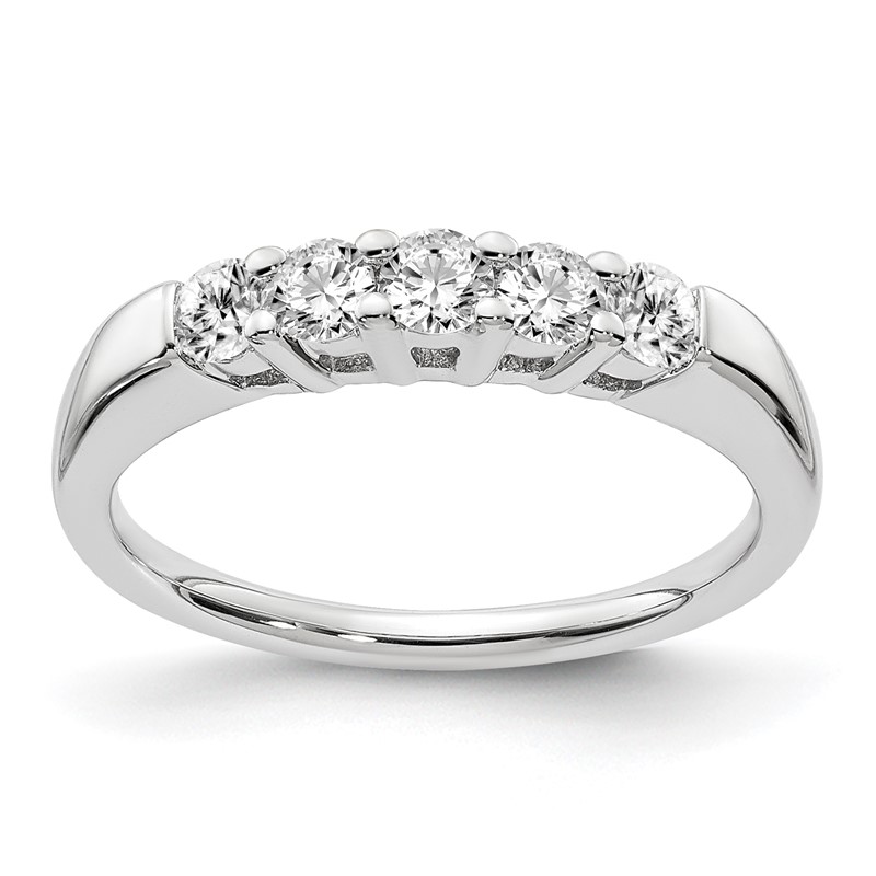14k White Gold 1/2 carat Lab Grown Diamond VS/SI+ G+ Five Stone Complete Fashion Band