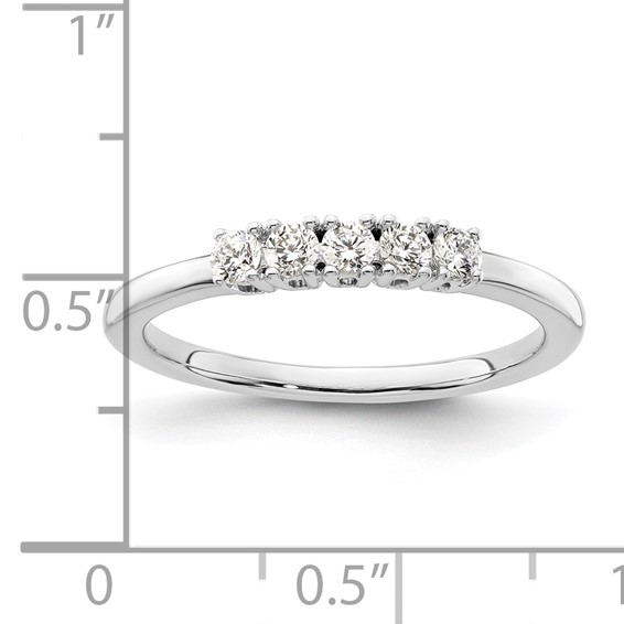 14K White Gold 5-Stone Shared Prong (Holds 5-2.3mm Round) Diamond Band Mounting
