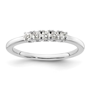 14K White Gold 5-Stone Shared Prong (Holds 5-2.3mm Round) Diamond Band Mounting