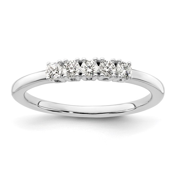 14K White Gold 5-Stone Shared Prong (Holds 5-2.3mm Round) Diamond Band Mounting