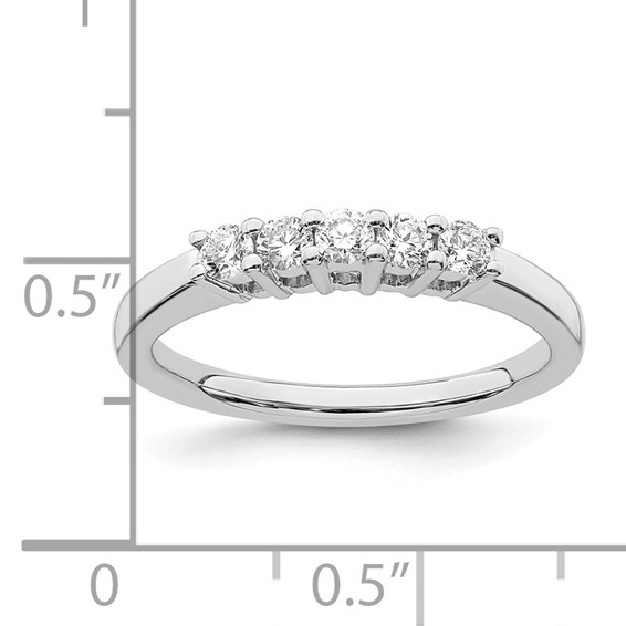 14K White Gold 5-Stone Shared Prong (Holds 5-2.5mm Round) Diamond Band Mounting