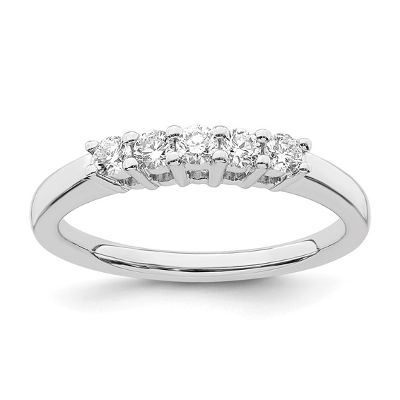 14K White Gold 5-Stone Shared Prong (Holds 5-2.5mm Round) Diamond Band Mounting
