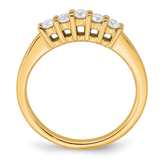 14K Yellow Gold 5-Stone Shared Prong (Holds 5-2.5mm Round) Diamond Band Mounting