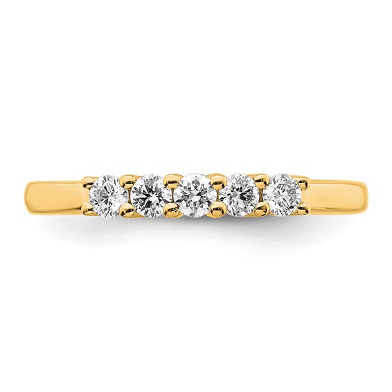 14K Yellow Gold 5-Stone Shared Prong (Holds 5-2.5mm Round) Diamond Band Mounting