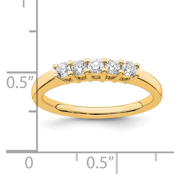 14K Yellow Gold 5-Stone Shared Prong (Holds 5-2.5mm Round) Diamond Band Mounting