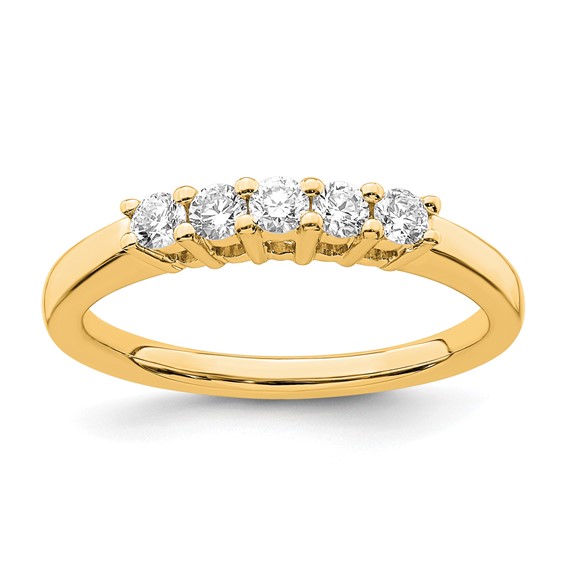 14K Yellow Gold 5-Stone Shared Prong (Holds 5-2.5mm Round) Diamond Band Mounting