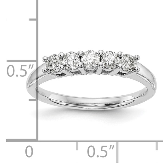 14K White Gold 5-Stone Shared Prong (Holds 5-2.9mm Round) Diamond Band Mounting