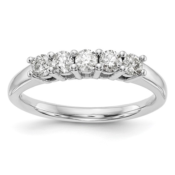 14K White Gold 5-Stone Shared Prong (Holds 5-2.9mm Round) Diamond Band Mounting